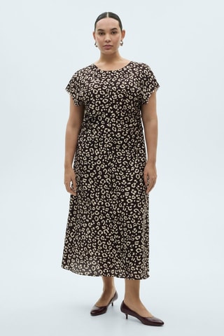 Robe imprimé animal avec finitions effilochées - Noir