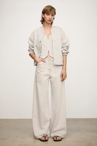 Blouson en jean rayures - Beige