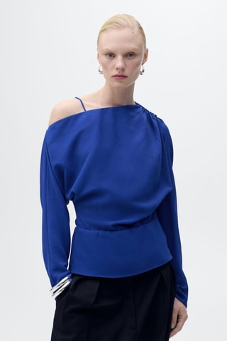 Chemisier asymétrique froncée - Bleu électrique