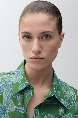 Chemise coton imprimé cachemire - Vert