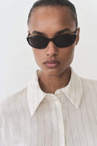 Chemise imprimée rayures - Ecru