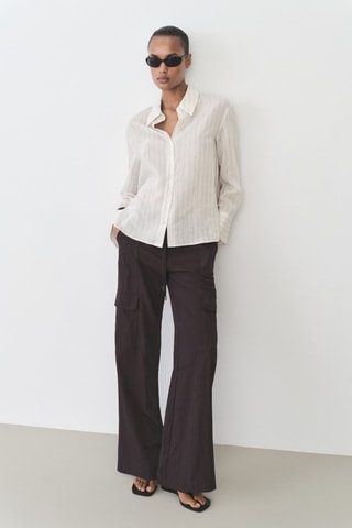 Chemise imprimée rayures - Ecru