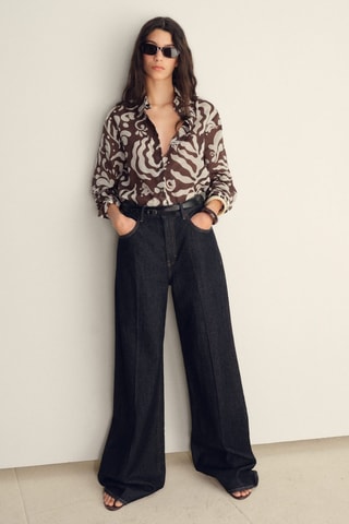 Chemise coton imprimée - Marron