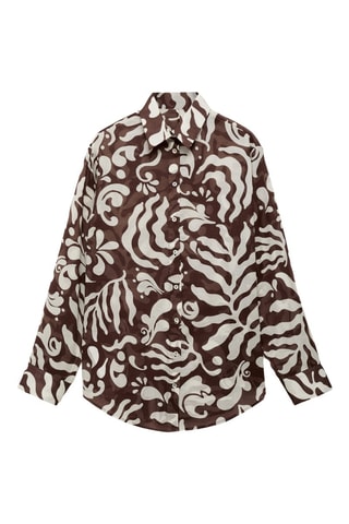 Chemise coton imprimée - Marron