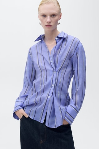 Chemise rayée avec fermeture multiposition - Bleu
