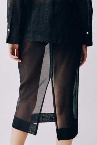 Chemise ramie boutons dissimulés - Noir