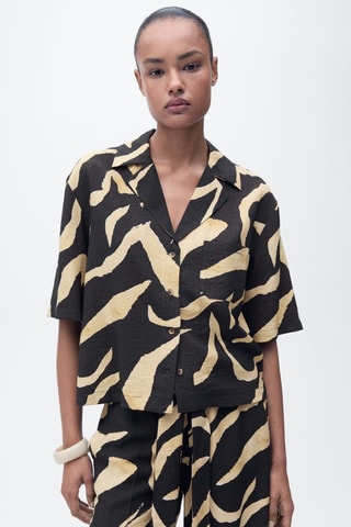 Chemise imprimée manches courtes - Noir