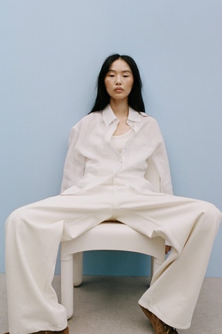 Chemise ramie avec poches - Blanc