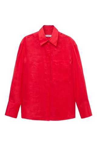 Chemise ramie avec poches - Rouge