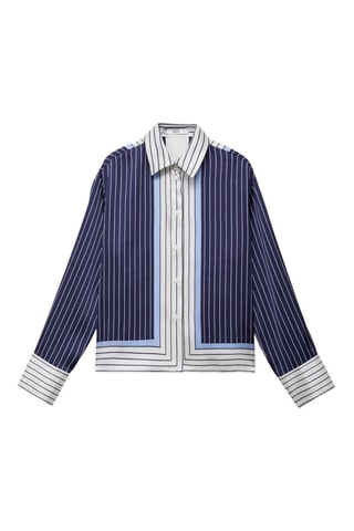 Chemise satinée rayures combinées - Bleu