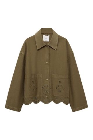 Surchemise coton détails ajourés - Kaki