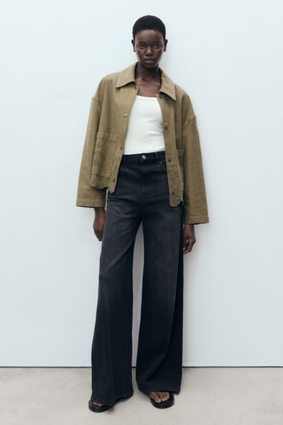 Surchemise coton détails ajourés - Kaki