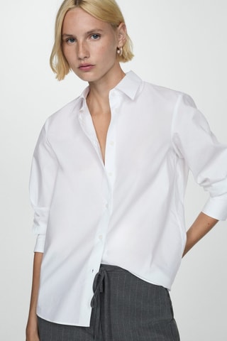 Chemise regular en coton et lyocell mélangés - Ecru