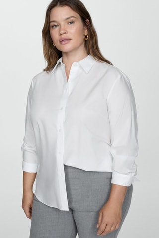 Chemise regular en coton et lyocell mélangés - Ecru