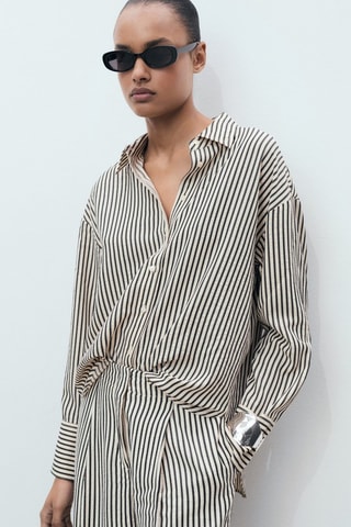 Chemise rayée texturée - Ecru