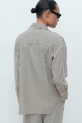 Chemise rayée texturée - Ecru