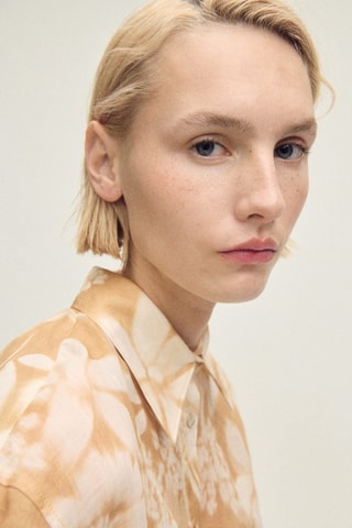 Chemise en ramie fermeture multiposition - Moutarde