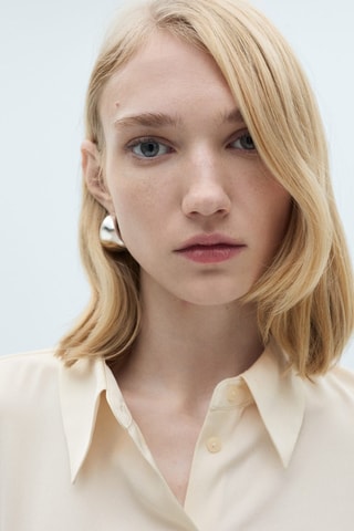 Chemise fluide satinée - Ecru