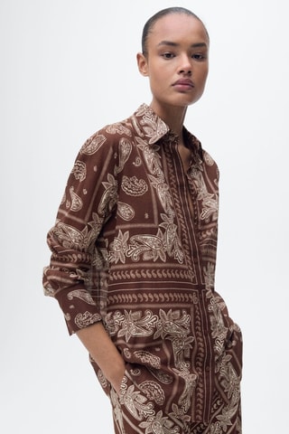 Chemise regular-fit cachemire - Marron