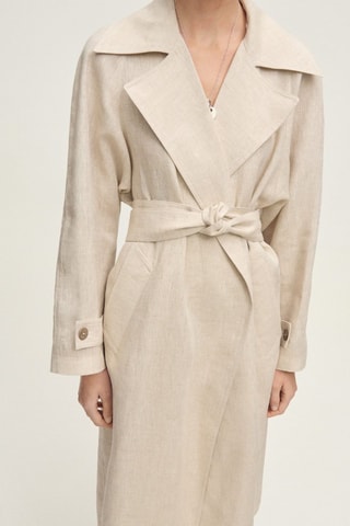 Trench-coat en lin à revers prononcés - Gris clair