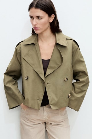 Trench crop double boutonnage - Kaki
