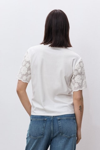 T-shirt manches crochet prémaman - Blanc