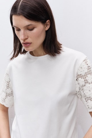 T-shirt manches crochet prémaman - Blanc