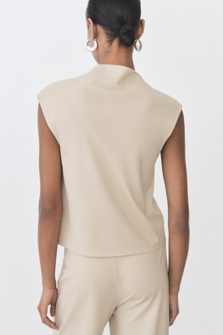 T-shirt col asymétrique froncé - Sable