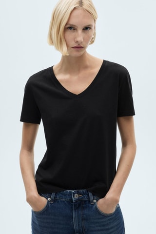 T-shirt coton manches courtes - Noir