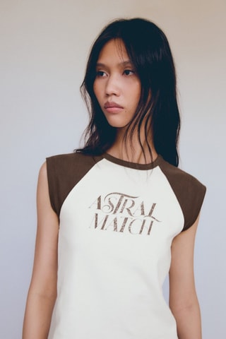 T-shirt coton imprimé - Marron