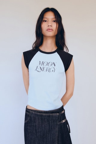 T-shirt coton imprimé - Bleu