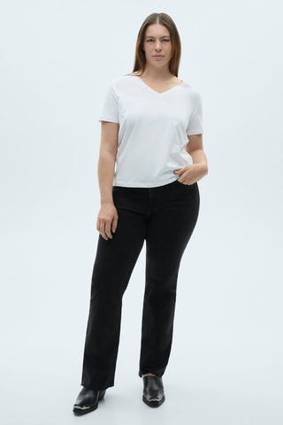 Camiseta algodón cuello pico - Blanco