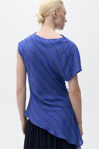 Blouse asymétrique rayures - Bleu