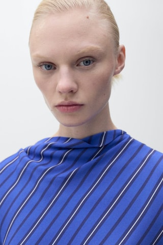 Blouse asymétrique rayures - Bleu