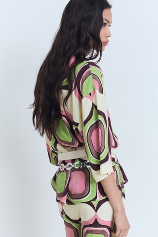 Blouse à imprimé géométrique - Ecru