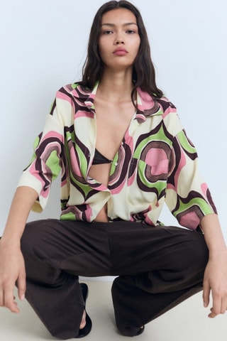 Blouse à imprimé géométrique - Ecru