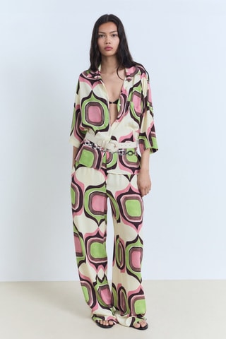 Blouse à imprimé géométrique - Ecru