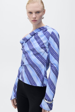 Blouse asymétrique rayures - Bleu ciel