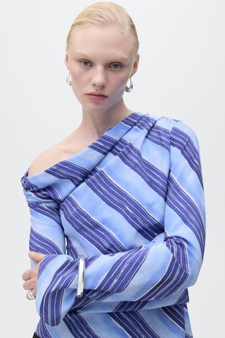 Blouse asymétrique rayures - Bleu ciel