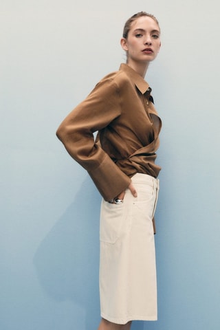 Bermuda jorts en denim taille haute - Blanc