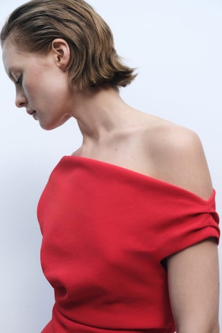 Combinaison asymétrique drapée - Rouge