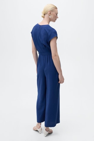 Combinaison imprimée avec ceinture - Bleu foncé