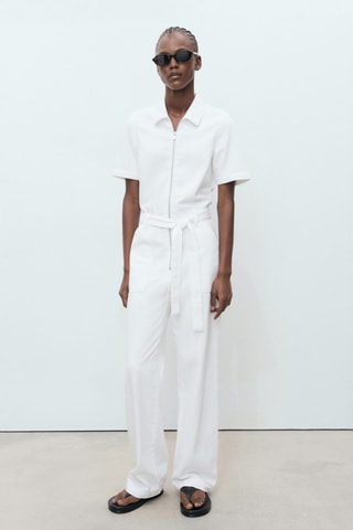 Combinaison jean ceinture - Blanc