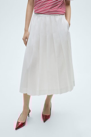 Jupe plissée coton - Blanc