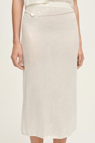 Jupe crayon en maille à paillettes - Vanille