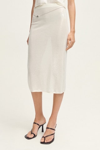Jupe crayon en maille à paillettes - Vanille