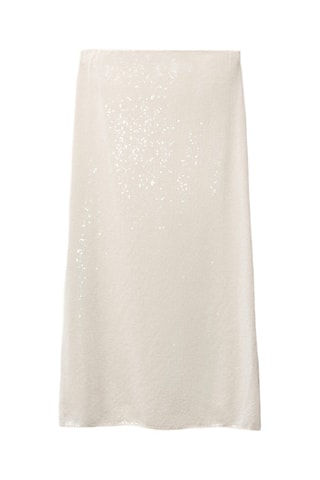 Jupe crayon en maille à paillettes - Vanille
