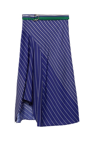 Jupe midi rayures ceinture - Bleu