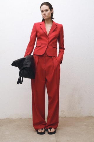 Blazer costume laine mélangée - Rouge