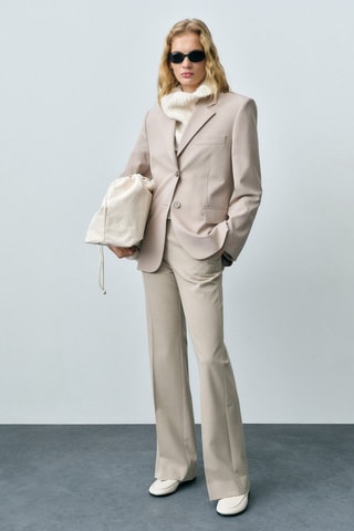 Blazer droit structuré - Beige